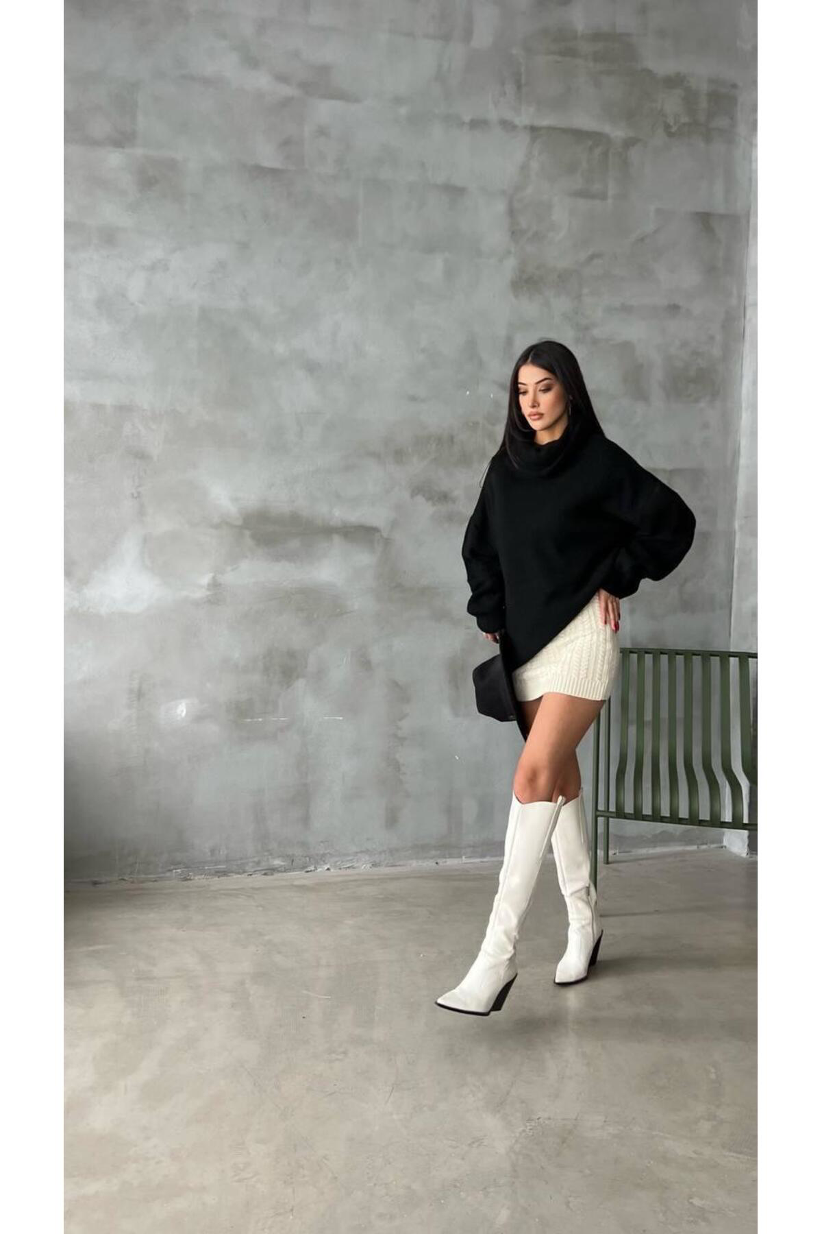 Nzl Tekstil Dgn's Kadin Boğazli Oversize Triko Kazak