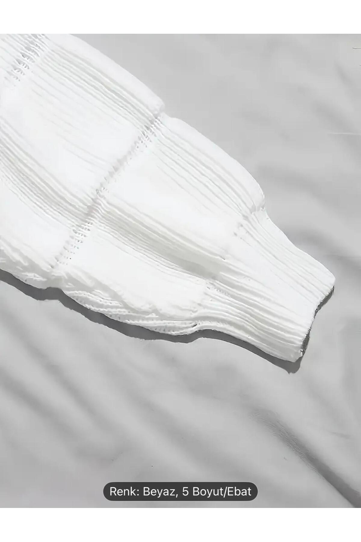 Nzl Tekstil Dgn's Kendinden Sifir Yakali Kabartmali Balonkol Görünümlü Kadin