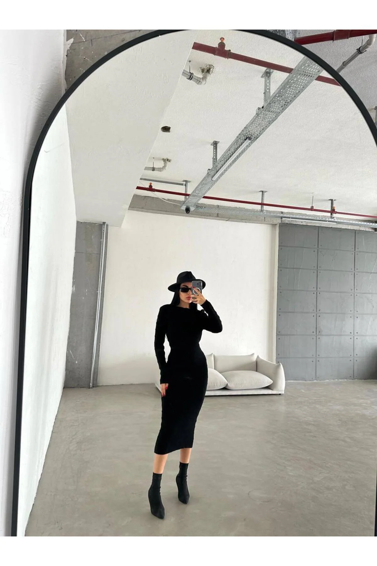 DGN'S ÖRGÜ (GOFRA) CİZGİLİ SLİM KADIN TRİKO ELBİSE