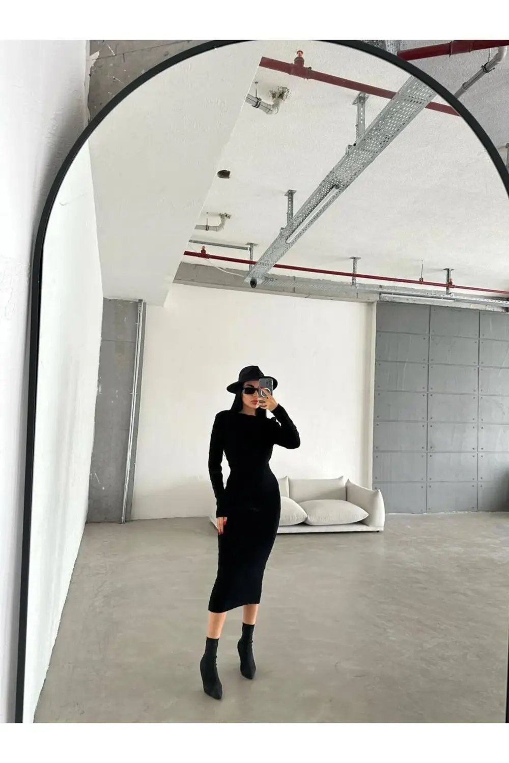 DGN'S ÖRGÜ (GOFRA) CİZGİLİ SLİM KADIN TRİKO ELBİSE