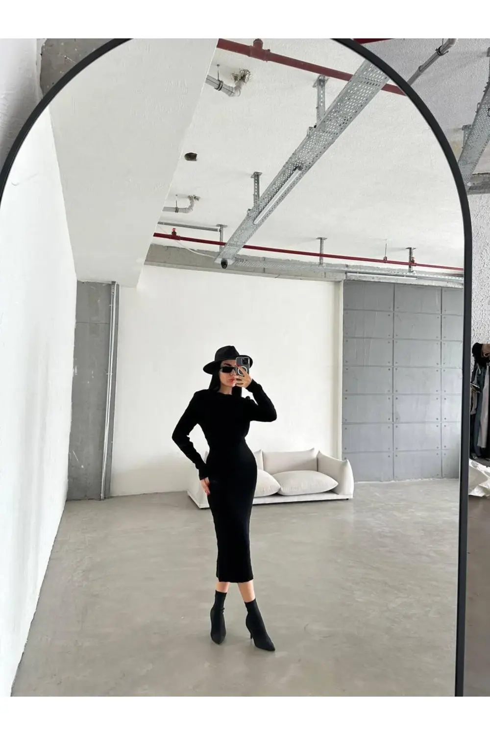 DGN'S ÖRGÜ (GOFRA) CİZGİLİ SLİM KADIN TRİKO ELBİSE