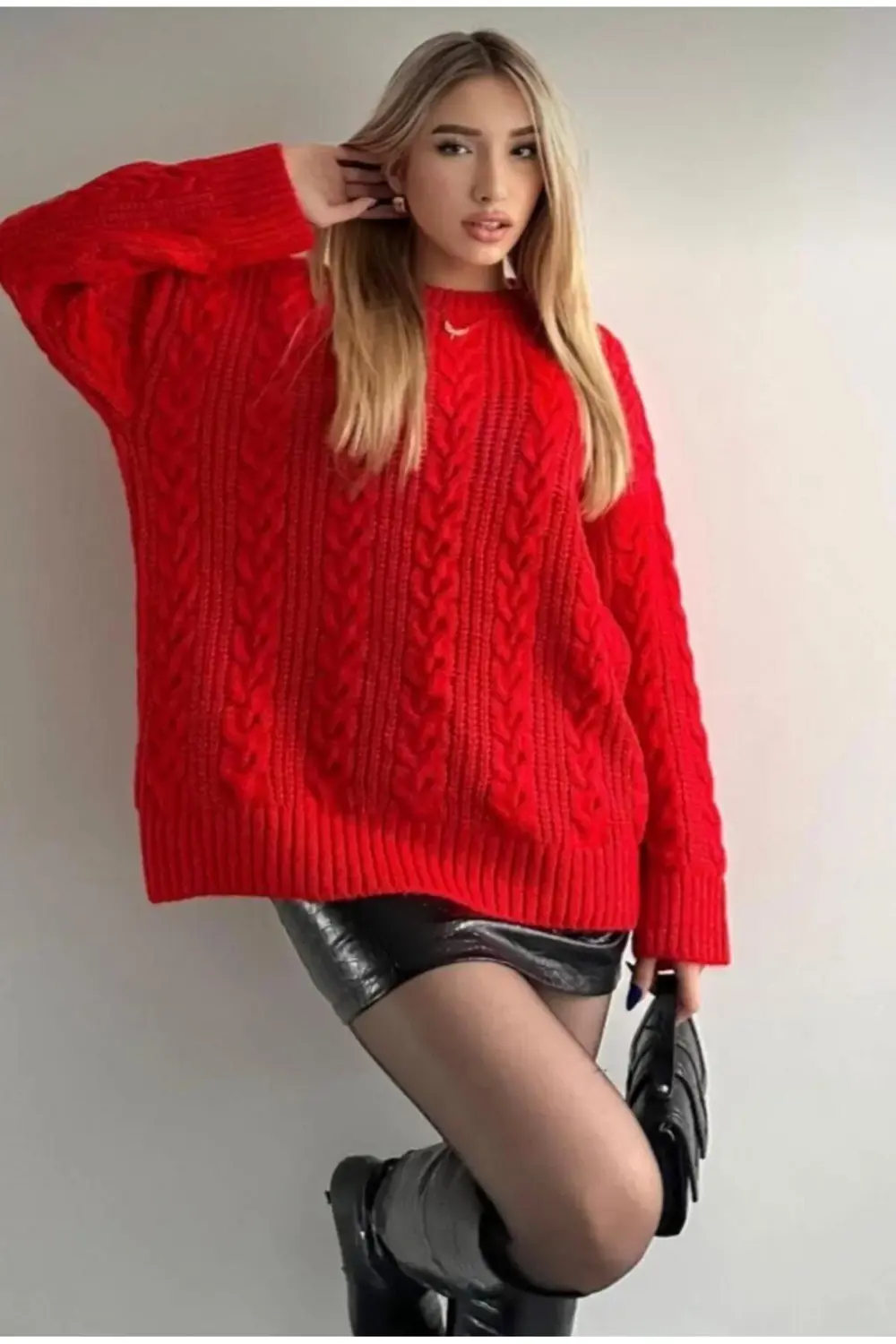 DGN'S SAÇ ÖRGÜLÜ BİSİKLET YAKA YUMUŞAK DOKULU KADIN TRİKO KAZAK