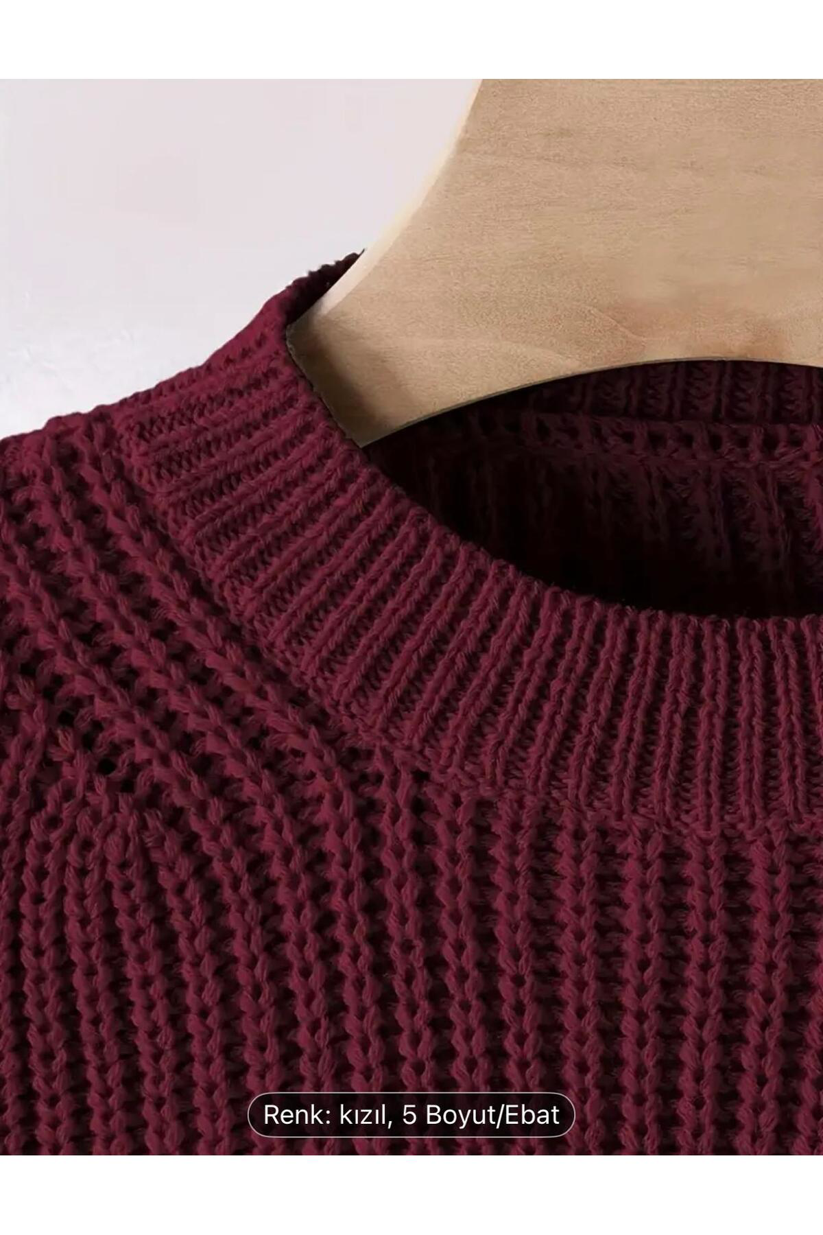 Nzl Tekstil Dgn's Selanik Kalin Örgülü Bisiklet Yaka Balon Kol Görünümlü Kadi