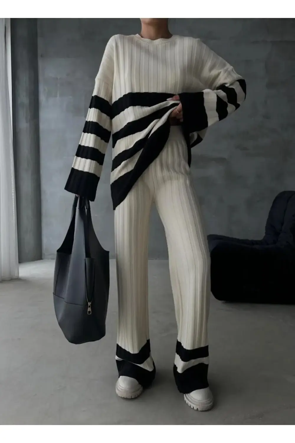 DGN'S YUMOŞ ÇİZGİLİ 2'Lİ KAZAK PANTOLON TAKIM