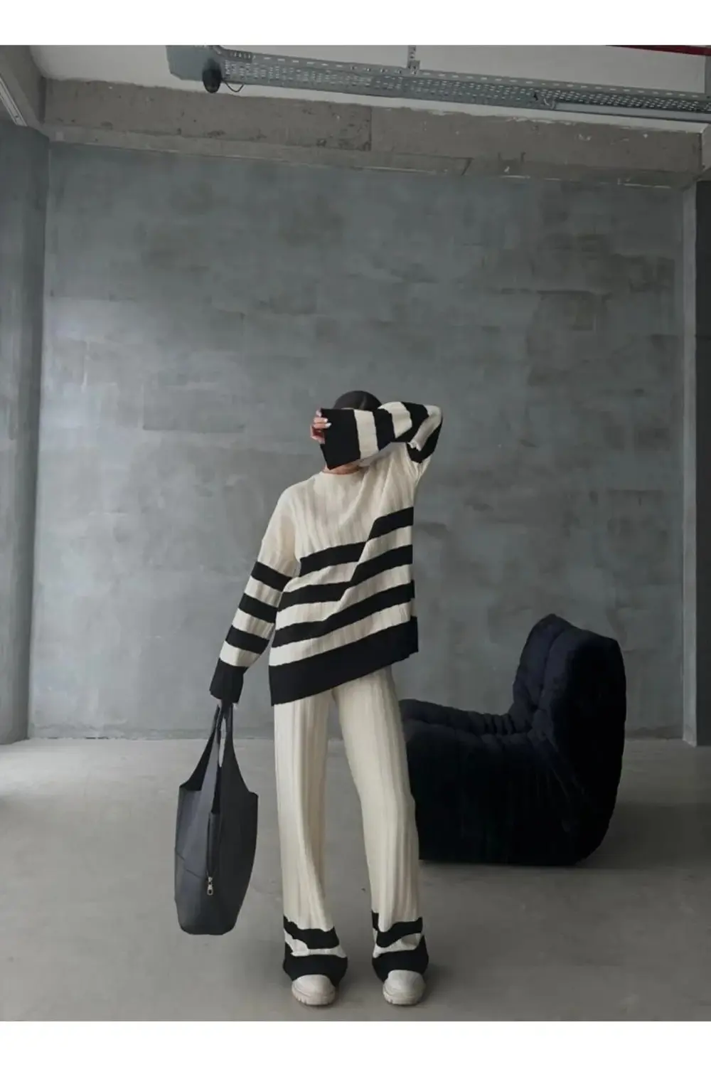 DGN'S YUMOŞ ÇİZGİLİ 2'Lİ KAZAK PANTOLON TAKIM