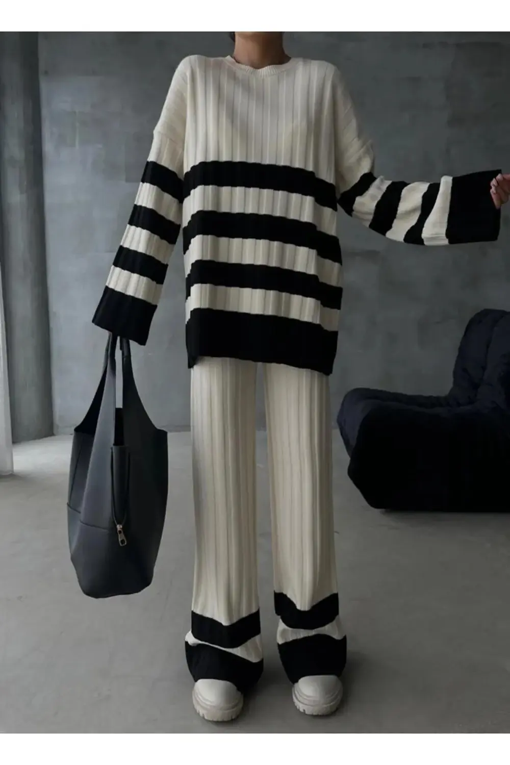 DGN'S YUMOŞ ÇİZGİLİ 2'Lİ KAZAK PANTOLON TAKIM