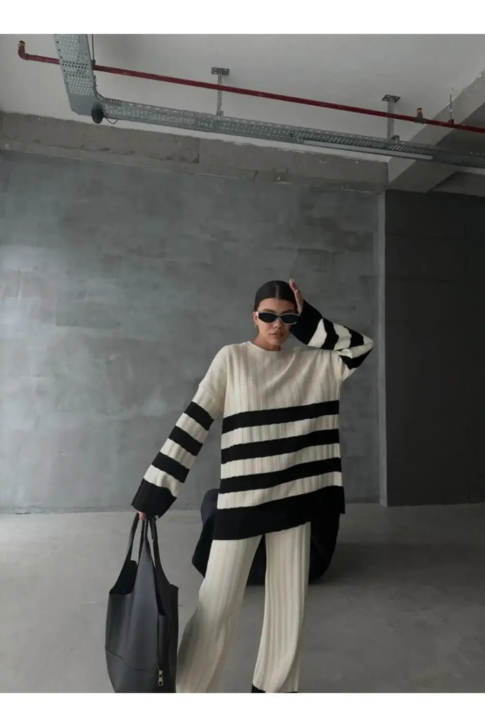 DGN'S YUMOŞ ÇİZGİLİ 2'Lİ KAZAK PANTOLON TAKIM