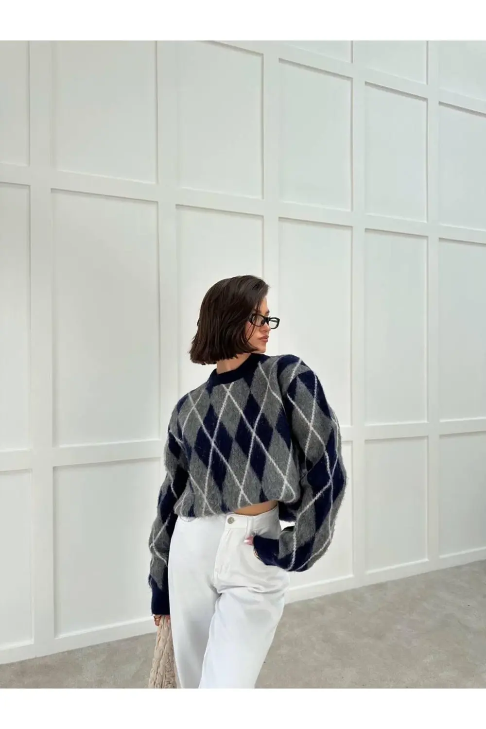 DGN'S YUMOŞ İPLİK KOMPLE BAKLAVA DESENLİ BİSİKLET YAKA KADIN TRİK