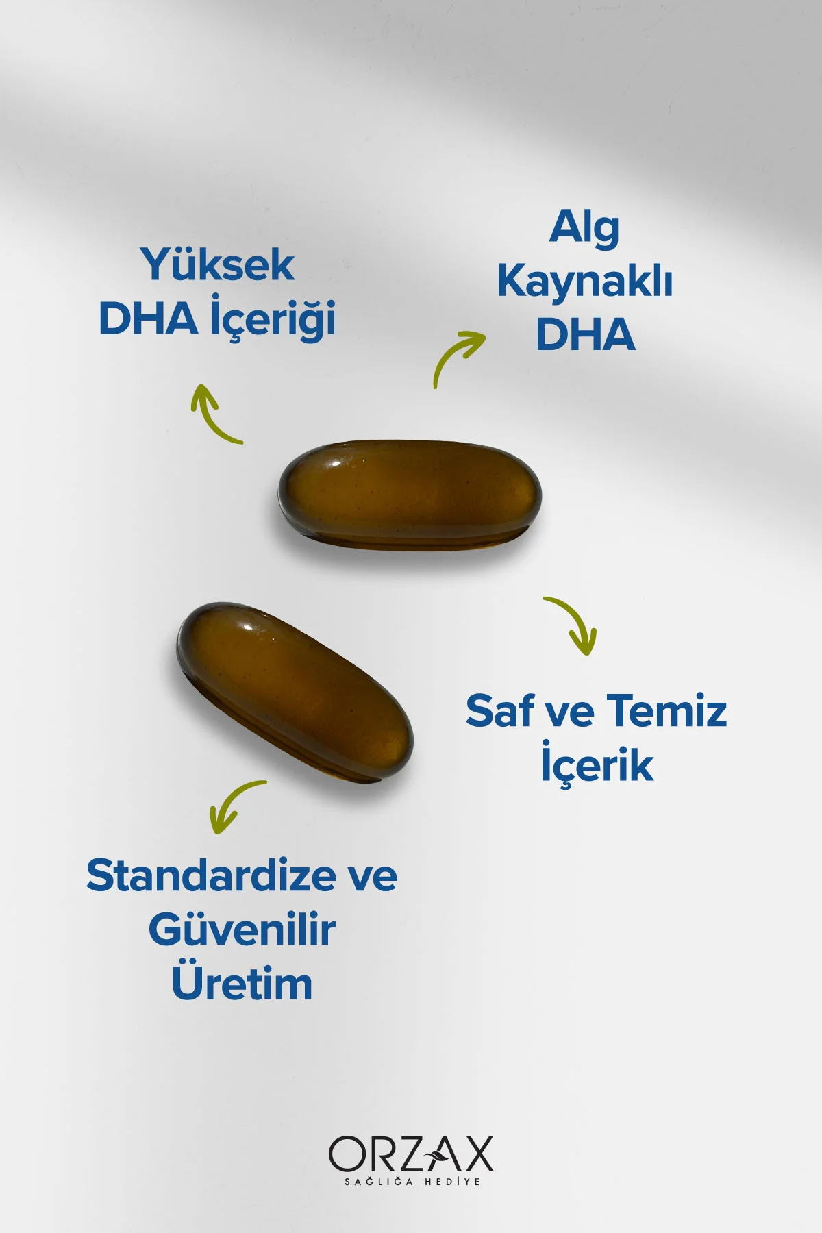 DHA Bitkisel Omega-3 — 1301 mg alg yağından gelen 552 mg DHA içerir 30 Kapsül