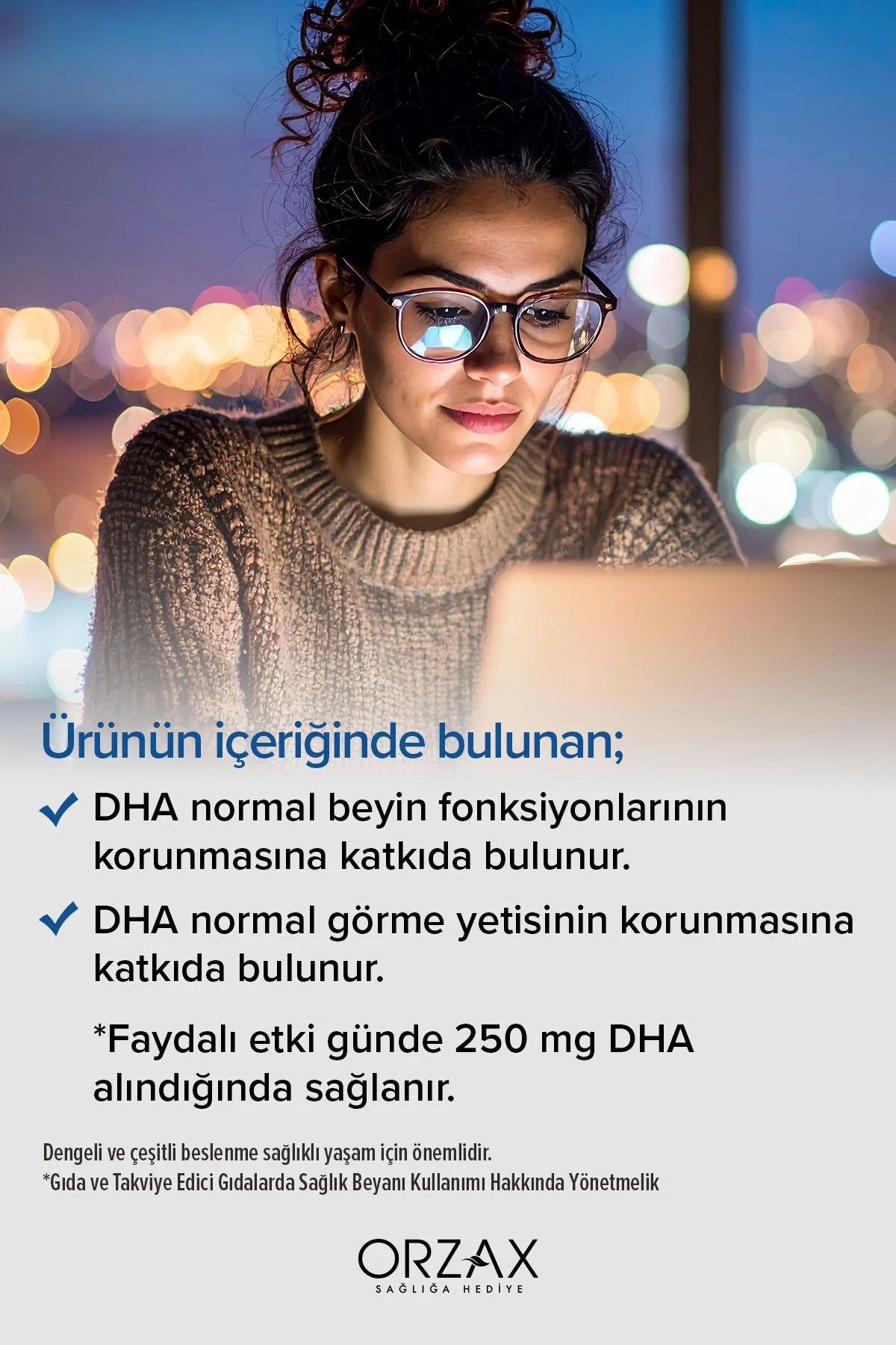 DHA Bitkisel Omega-3 — 1301 mg alg yağından gelen 552 mg DHA içerir 30 Kapsül