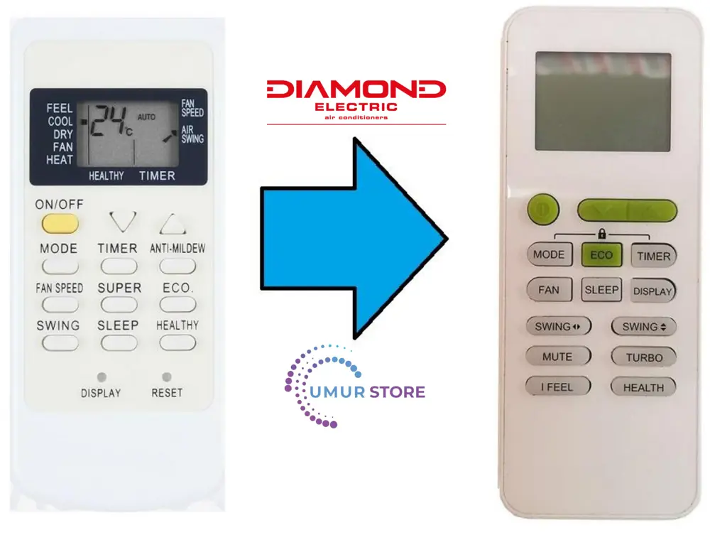 Diamond Electric Klima Uyumlu Kumanda-Eşdeğer Diamond Electric Klima Uyumlu Kumanda-Eşdeğer