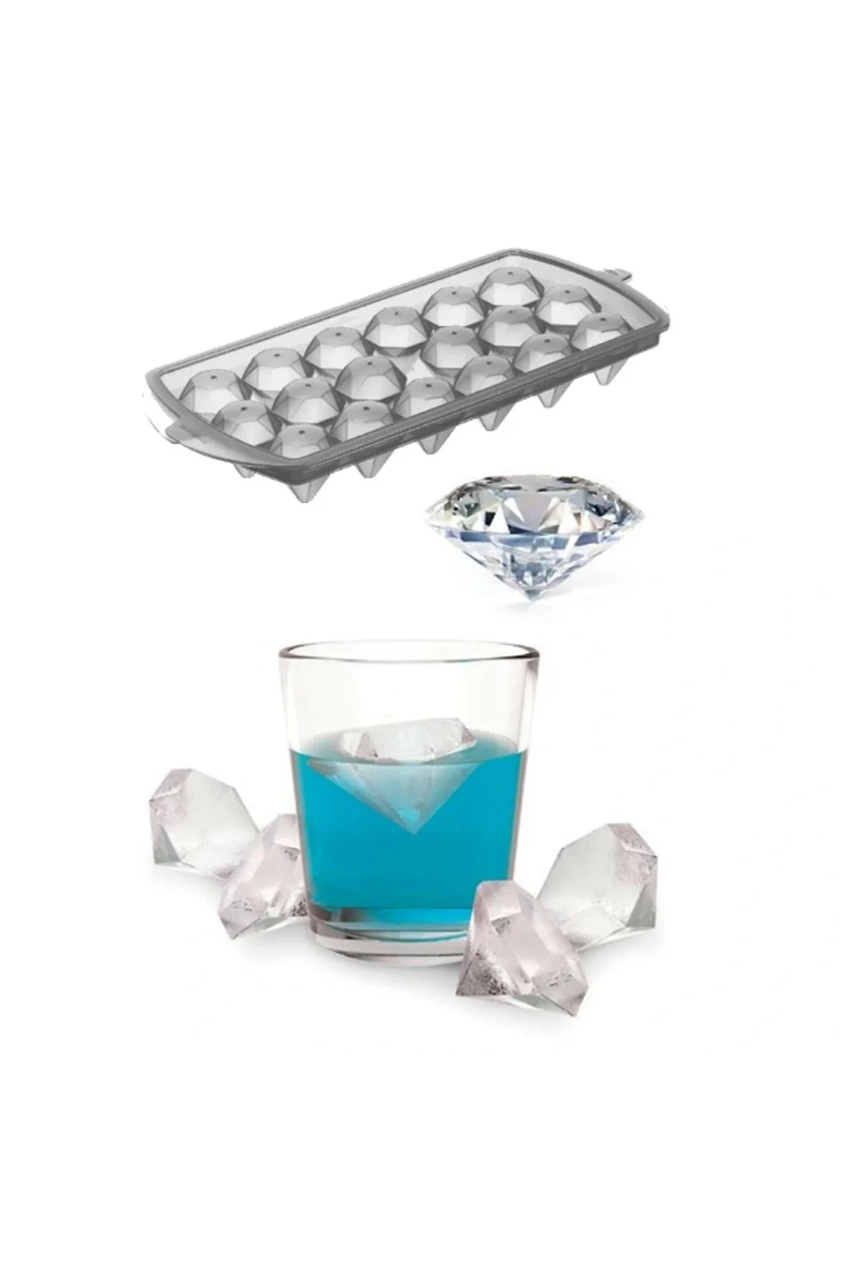 Diamond Elmas Şeklinde Buz Kalıbı 18 Bölmeli Diamond Elmas Şeklinde Buz Kalıbı 18 Bölmeli