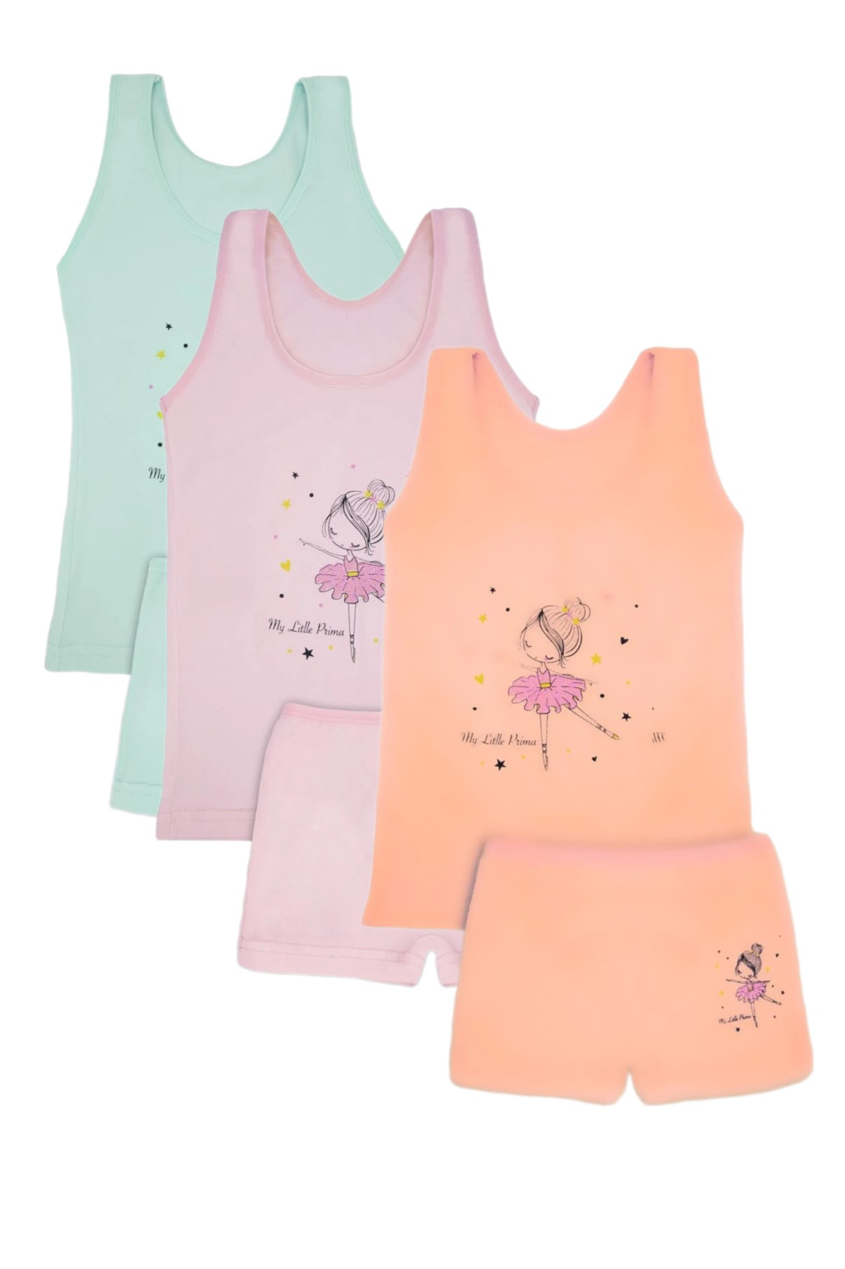 DİAMONDSTAR KIZ 3/12 YAŞ KARIŞIK DESENLİ ATLET VE BOXER SET