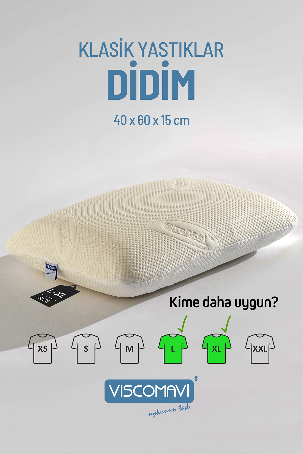 Didim Tombul Visco Yastık | Doğal Lif İçerikli Kılıf | Astarlı |