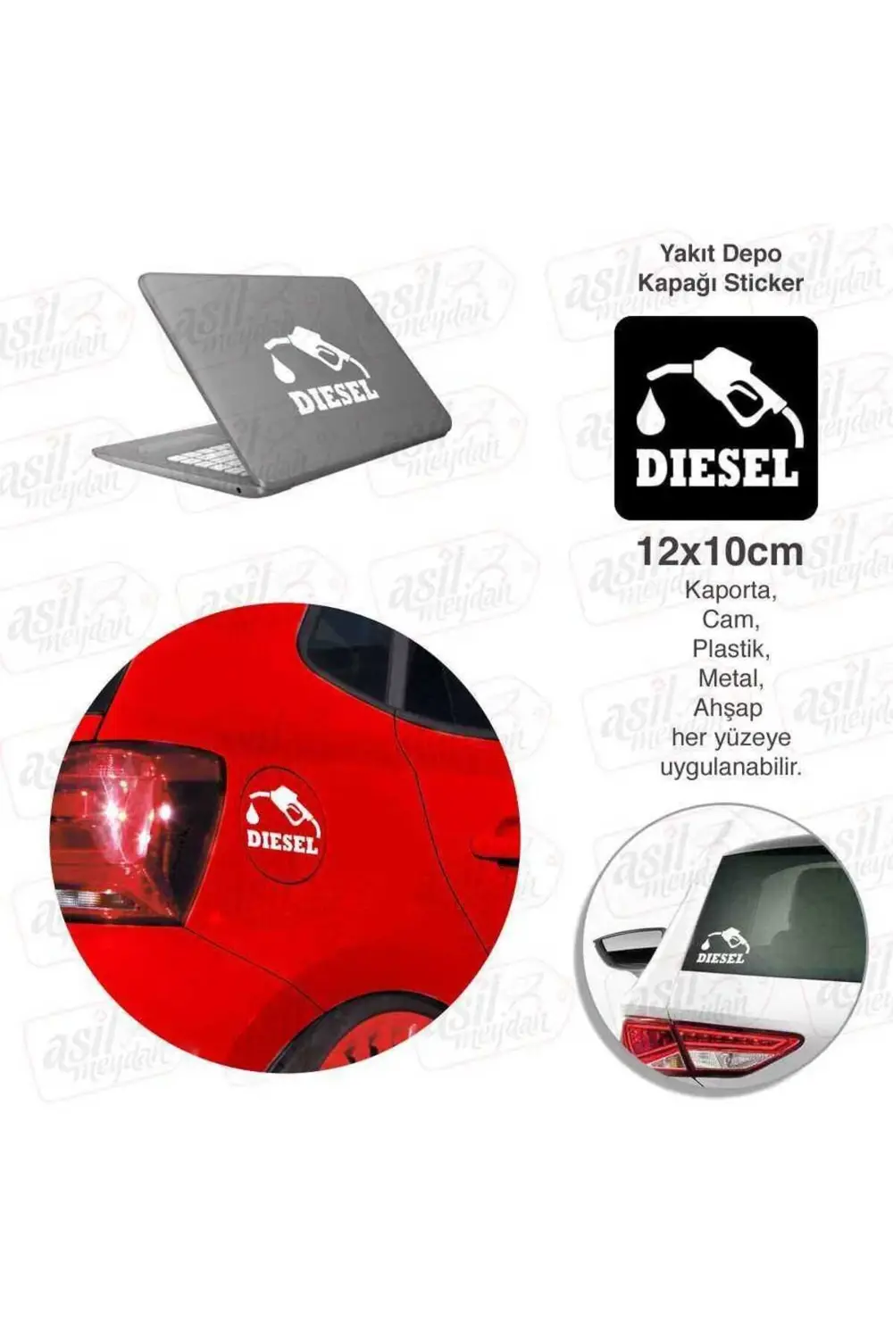 Diesel Yazı Yakıt Depo Kapağı Beyaz Kapak Sticker, Araba, Oto Eti