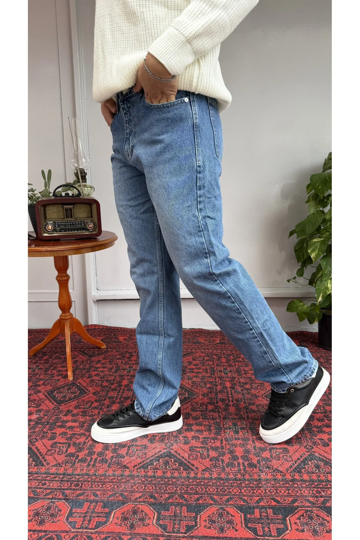 Difransel Düz Mavi Baggy Jean