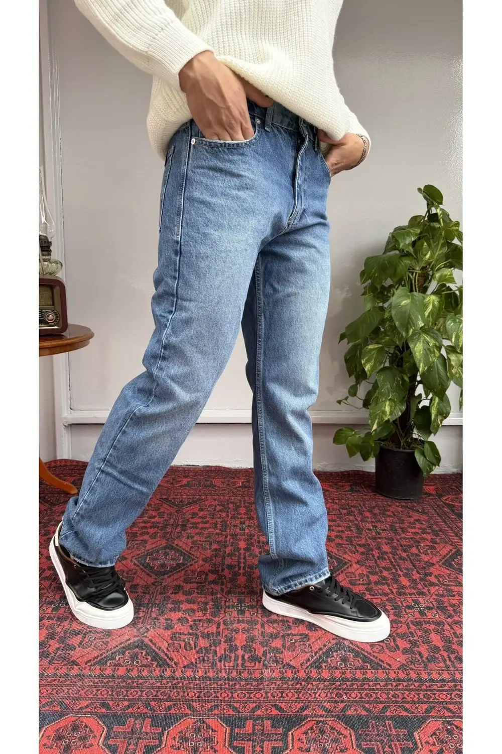 Difransel Düz Mavi Baggy Jean