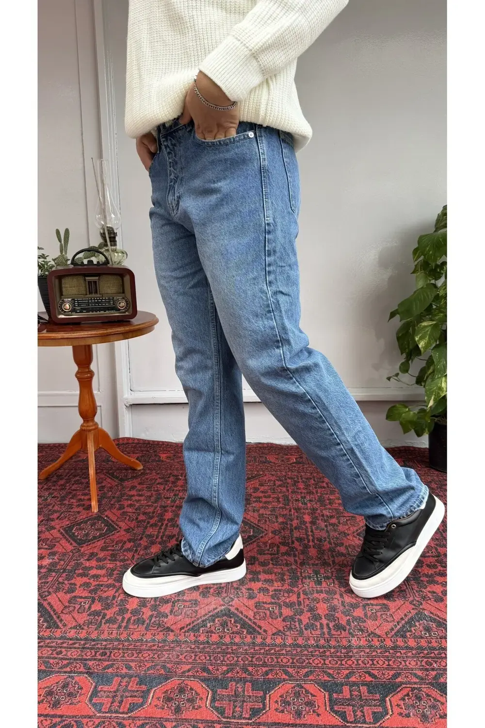 Difransel Düz Mavi Baggy Jean
