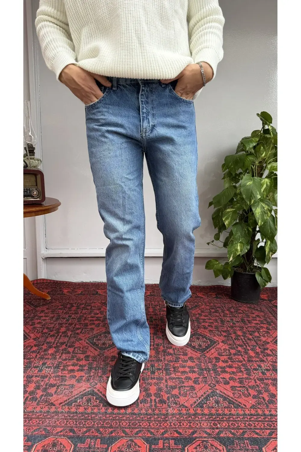 Difransel Düz Mavi Baggy Jean