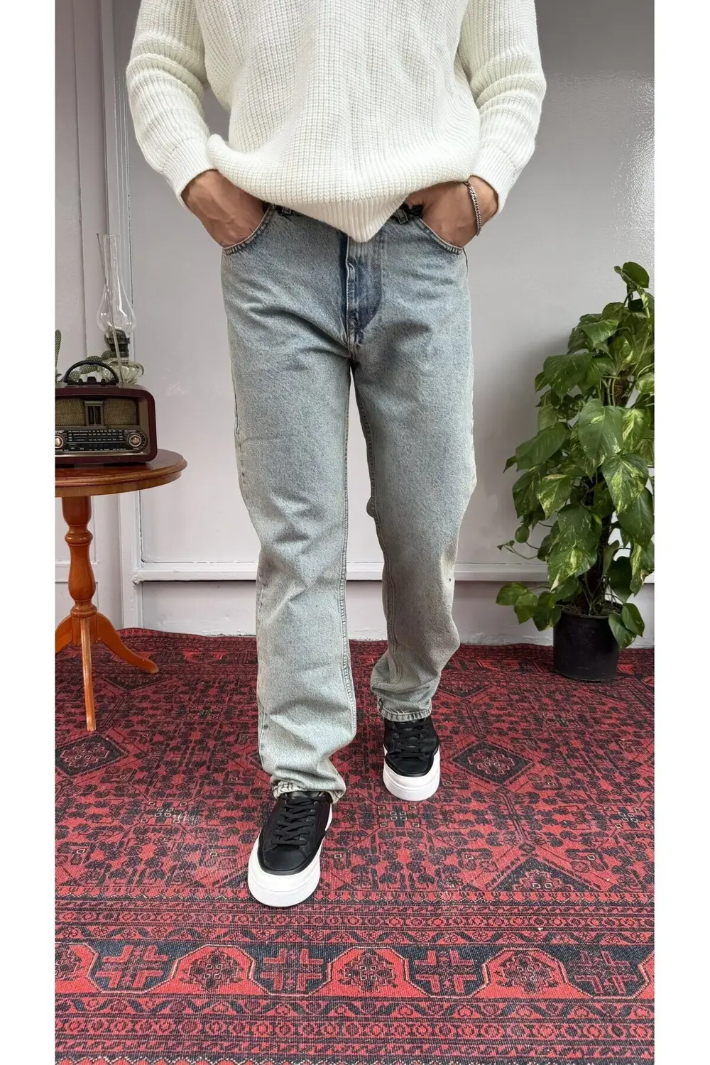 Difransel Yeşil-Mavi Yıkamalı BaggyFit Jean