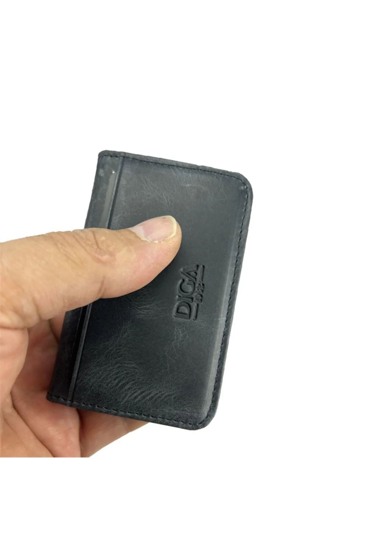 Diga 1169 Hakiki Deri Minimal Kartlık Gri