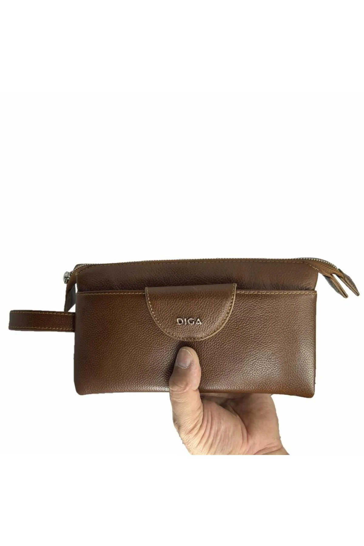 Diga Hakiki Deri 3006 Dopp Kit El Çantası Taba