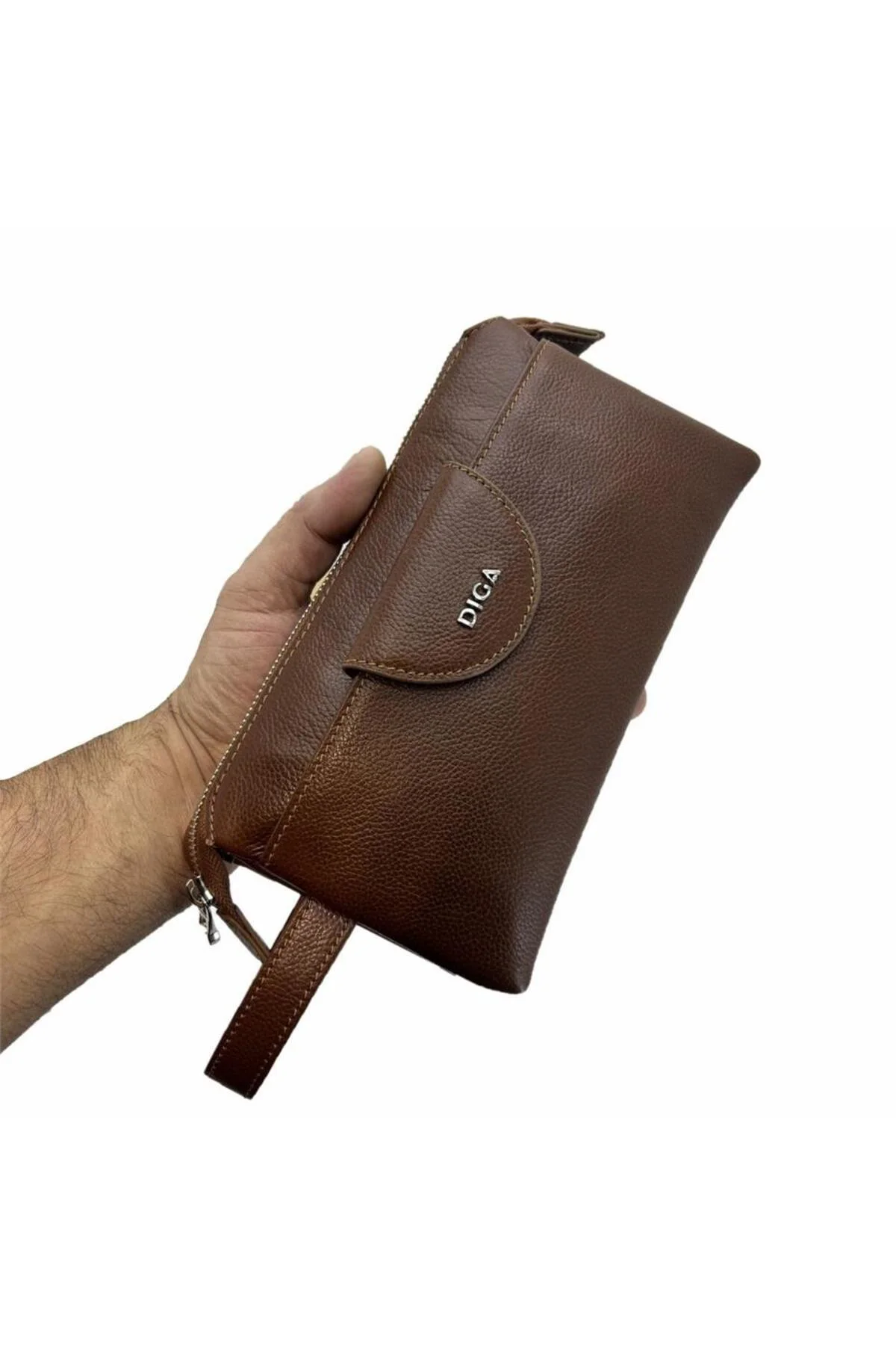 Diga Hakiki Deri 3006 Dopp Kit El Çantası Taba