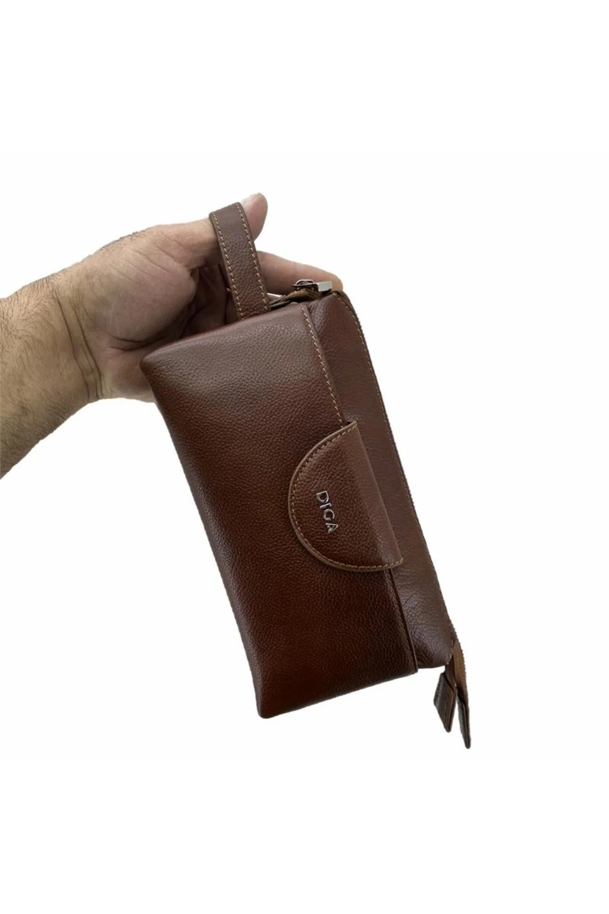 Diga Hakiki Deri 3006 Dopp Kit El Çantası Taba