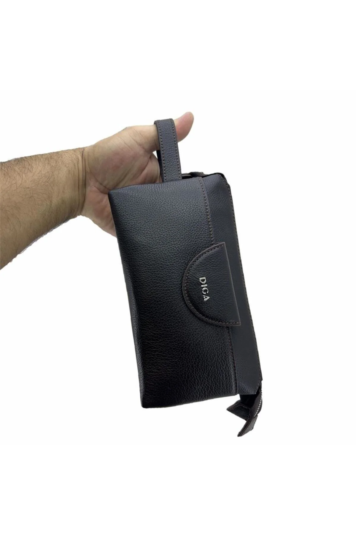 Diga Hakiki Deri 3006 Dopp Kit El Çantası Kahve