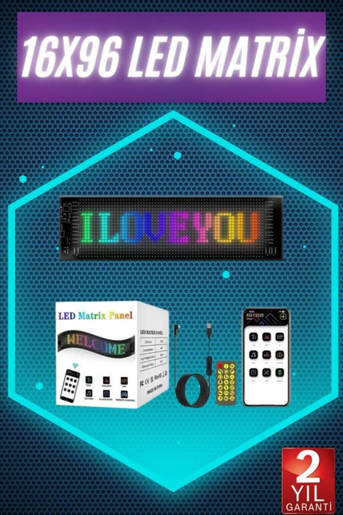 Digital Araba Yazısı Ekran Matrix En Büyük Boy 16X96 Matrix LED P