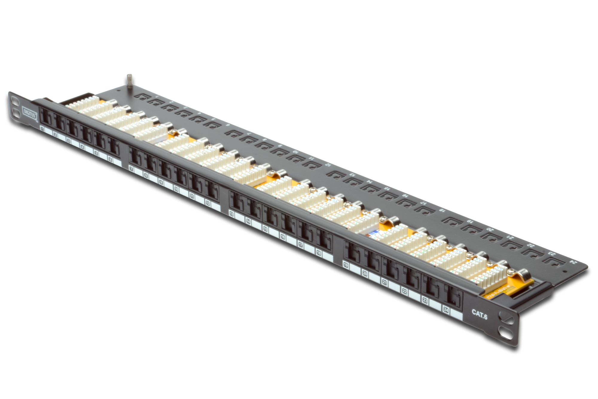 Digitus 19 24 port Cat-6 UTP Patch Panel, 8P8C, LSA, 0,5U boyut, 