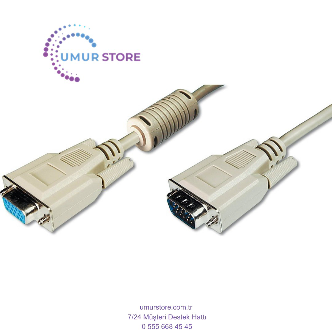 Digitus AK-310200-018-E 1.8 mt VGA To VGA Erkek-Dişi AWG28/30 3CF Digitus AK-310200-018-E 1.8 mt VGA To VGA Erkek-Dişi AWG28/30 3CF