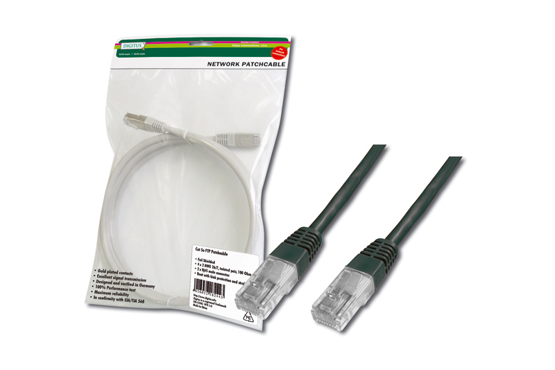 Digitus Cat-5e UTP Patch Kablosu, 3 metre, AWG 26/7, Siyah Renk, 