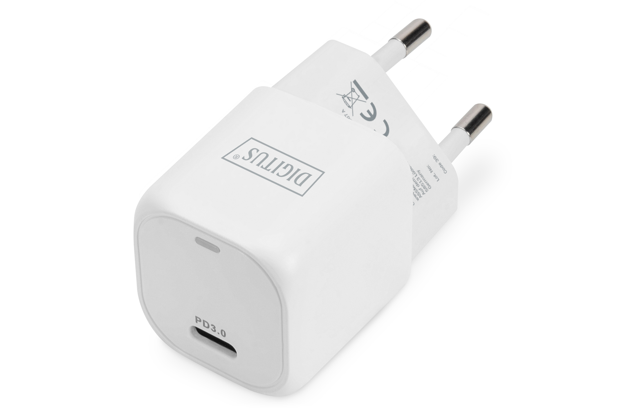Digitus USB-C™ Mini Şarj Adaptörü, 20W, PD 3.0, beyaz renk Digitu