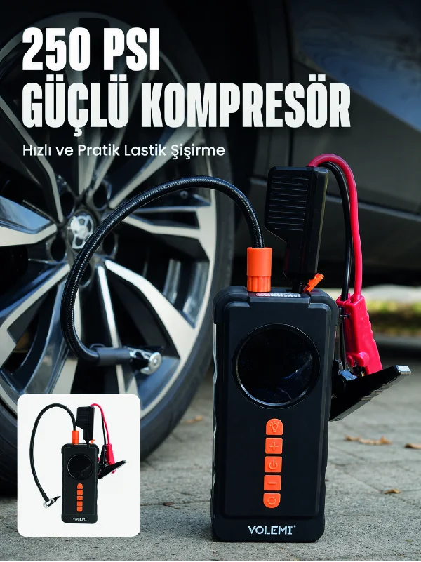 Dijital Araç Kompresörü 4 Fonksiyonlu Akü Takviye Lastik Şişirme Powerbank ve LED El Feneri Fiyatı, Yorumları ve Özellikleri