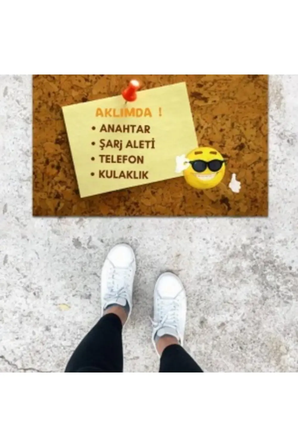 Dijital Baskı Kahverengi Hatırlatma Desen Kapı Önü Paspası