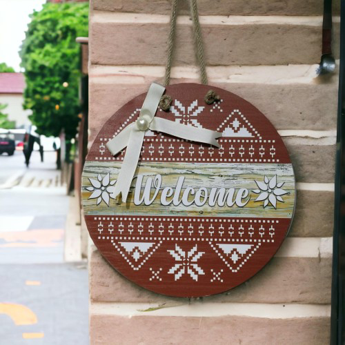 Woody Sofia Dijital Baskı Welcome Kapı Süsü 30 Cm Kapı Süsü