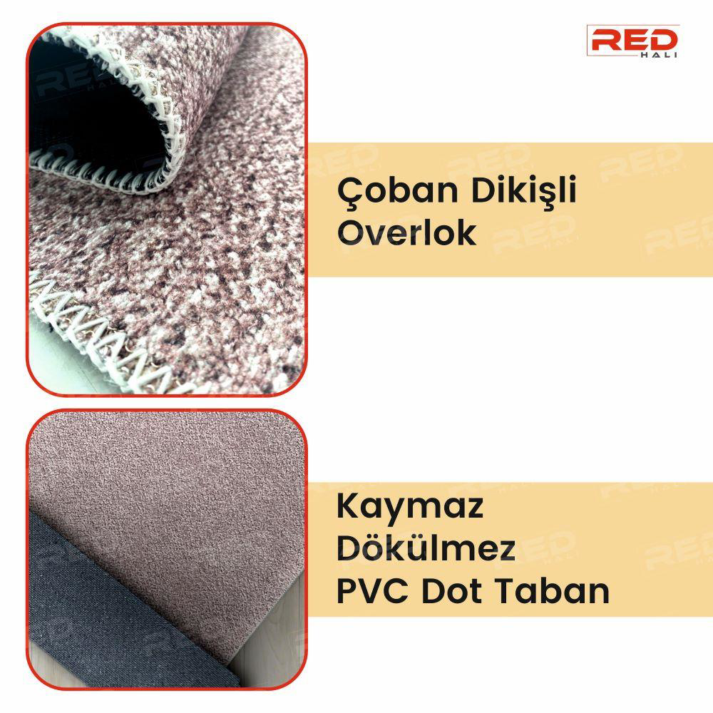 Red Hali Dijital Baski Yikanabilir Kaymaz Taban Bordürlü Gri Salon Halisi 