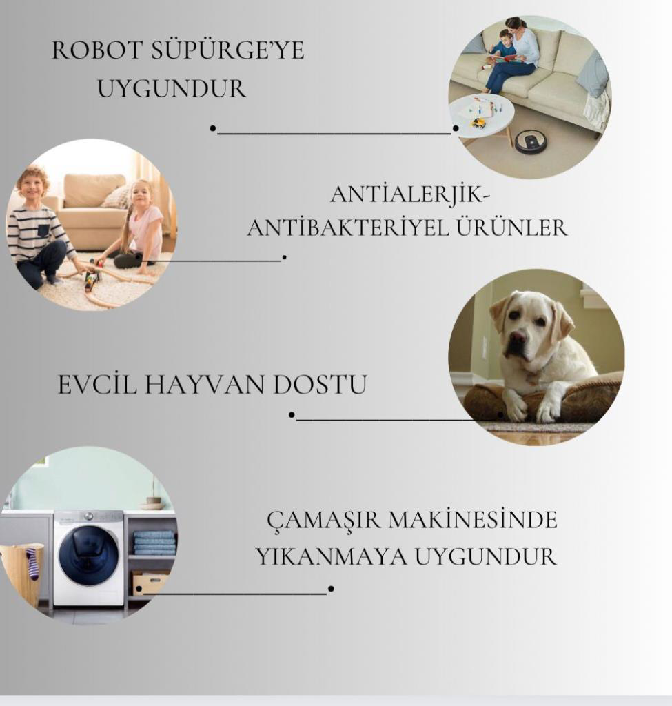 Dijital Baskı Yıkanabilir Kaymaz Taban Bordürlü Gri Salon Halısı 