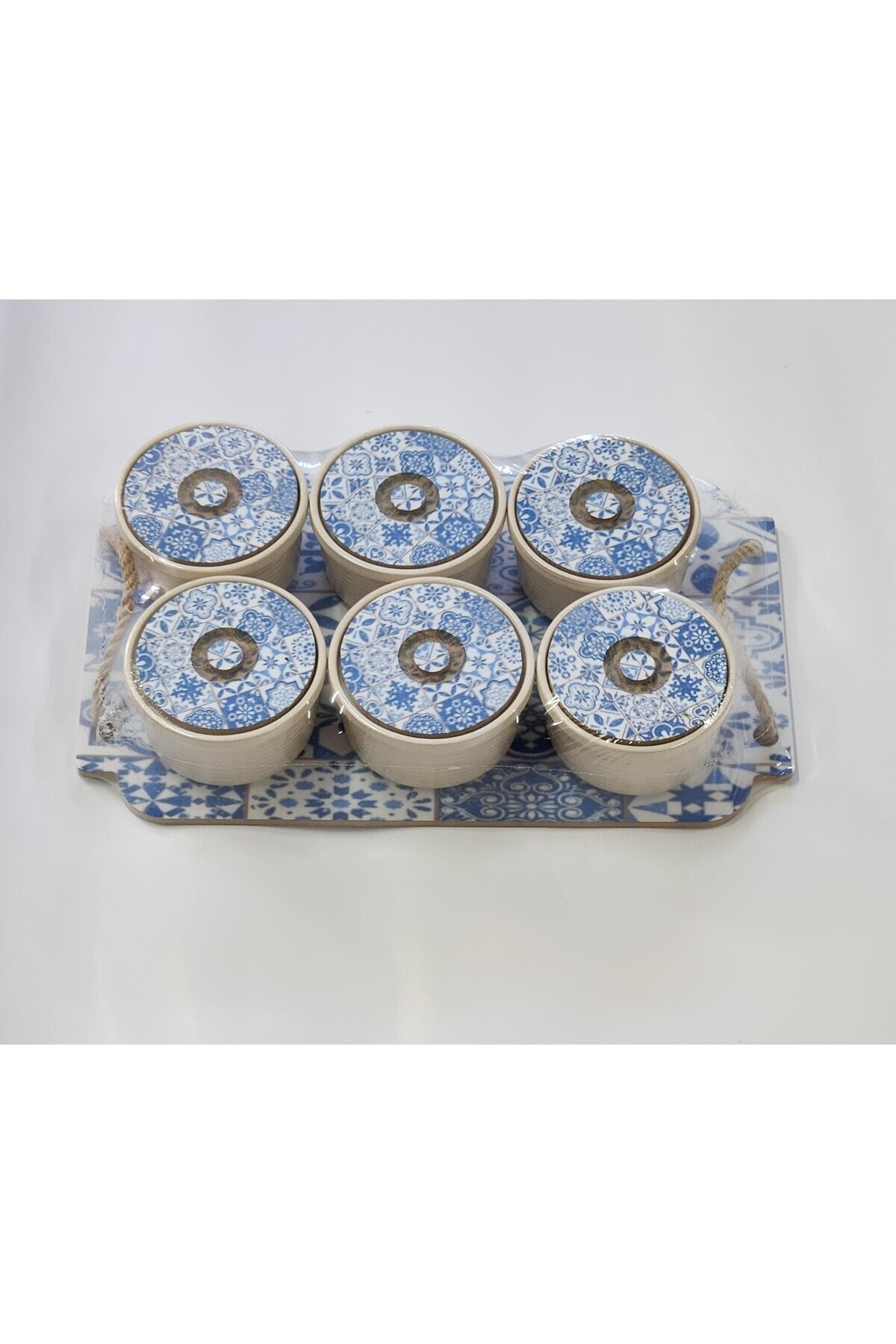 Hauspec Dijital Çini Mavi Desen 6 Li Kahvaltilik