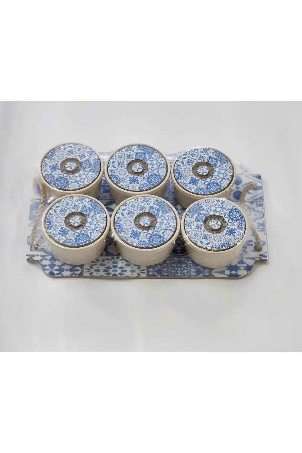 DİJİTAL ÇİNİ MAVİ DESEN 6 LI KAHVALTILIK