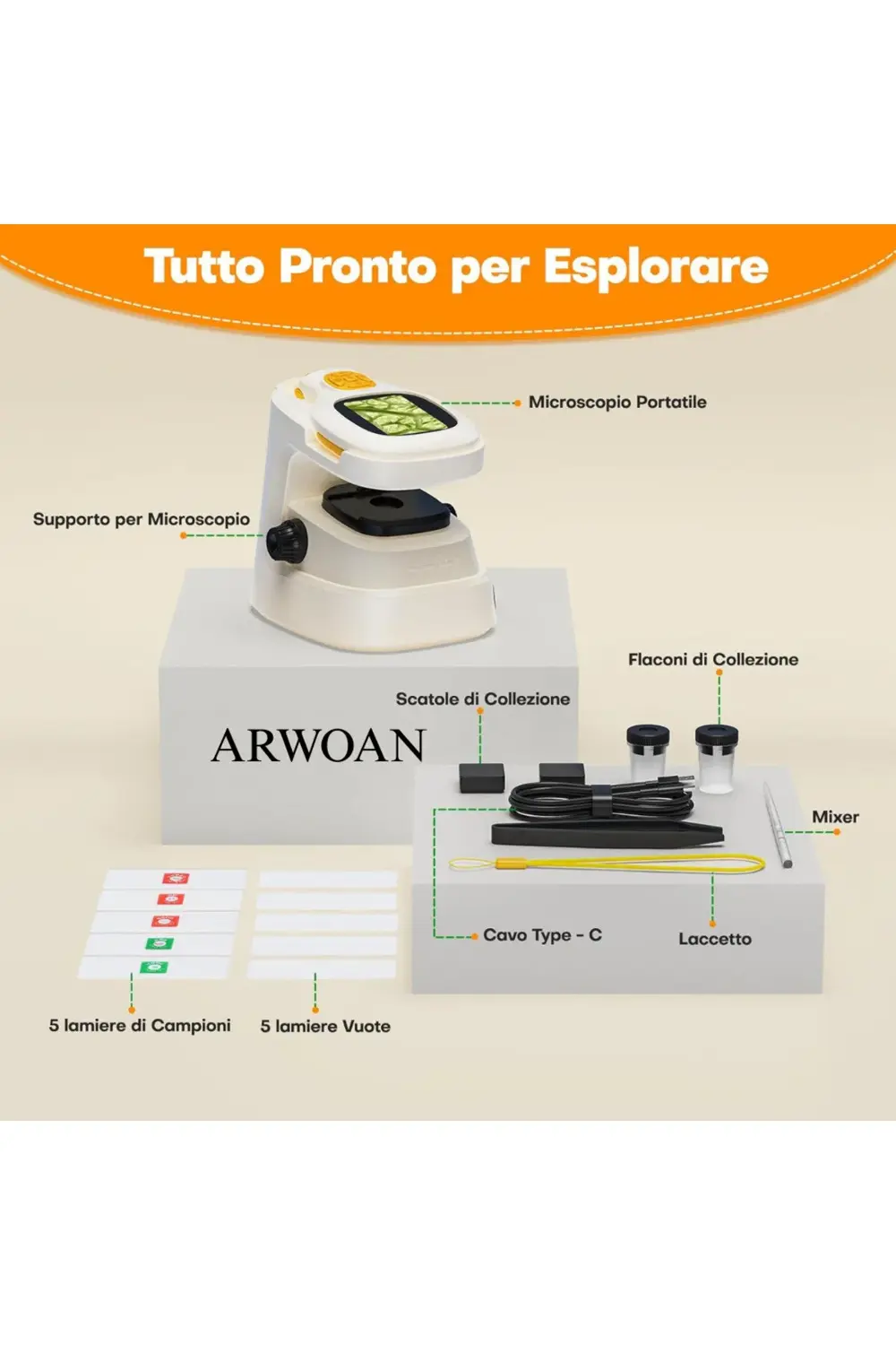 Dijital Çocuk Mikroskobu LCD Ekranlı, STEM Eğitici Oyuncak Taşına