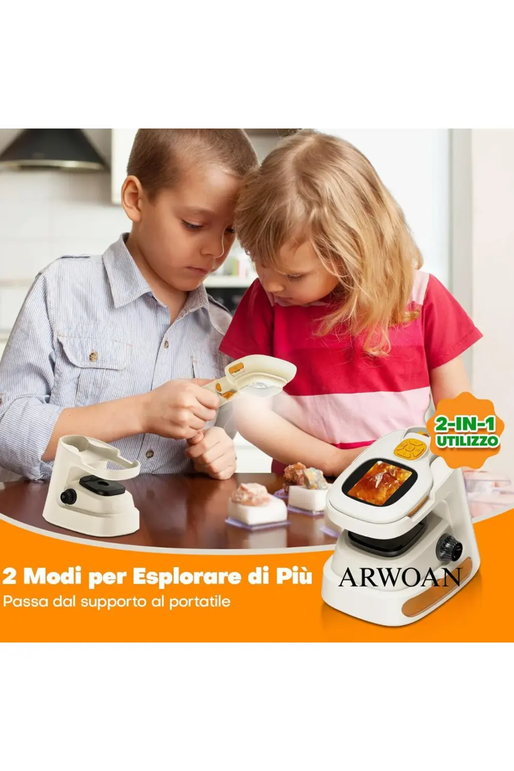 Dijital Çocuk Mikroskobu LCD Ekranlı, STEM Eğitici Oyuncak Taşına