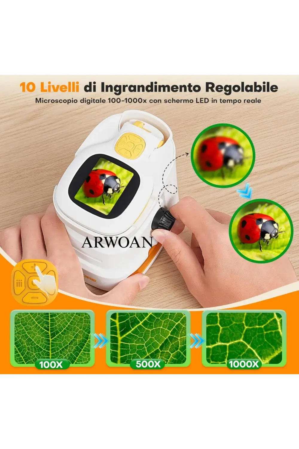 Dijital Çocuk Mikroskobu LCD Ekranlı, STEM Eğitici Oyuncak Taşına