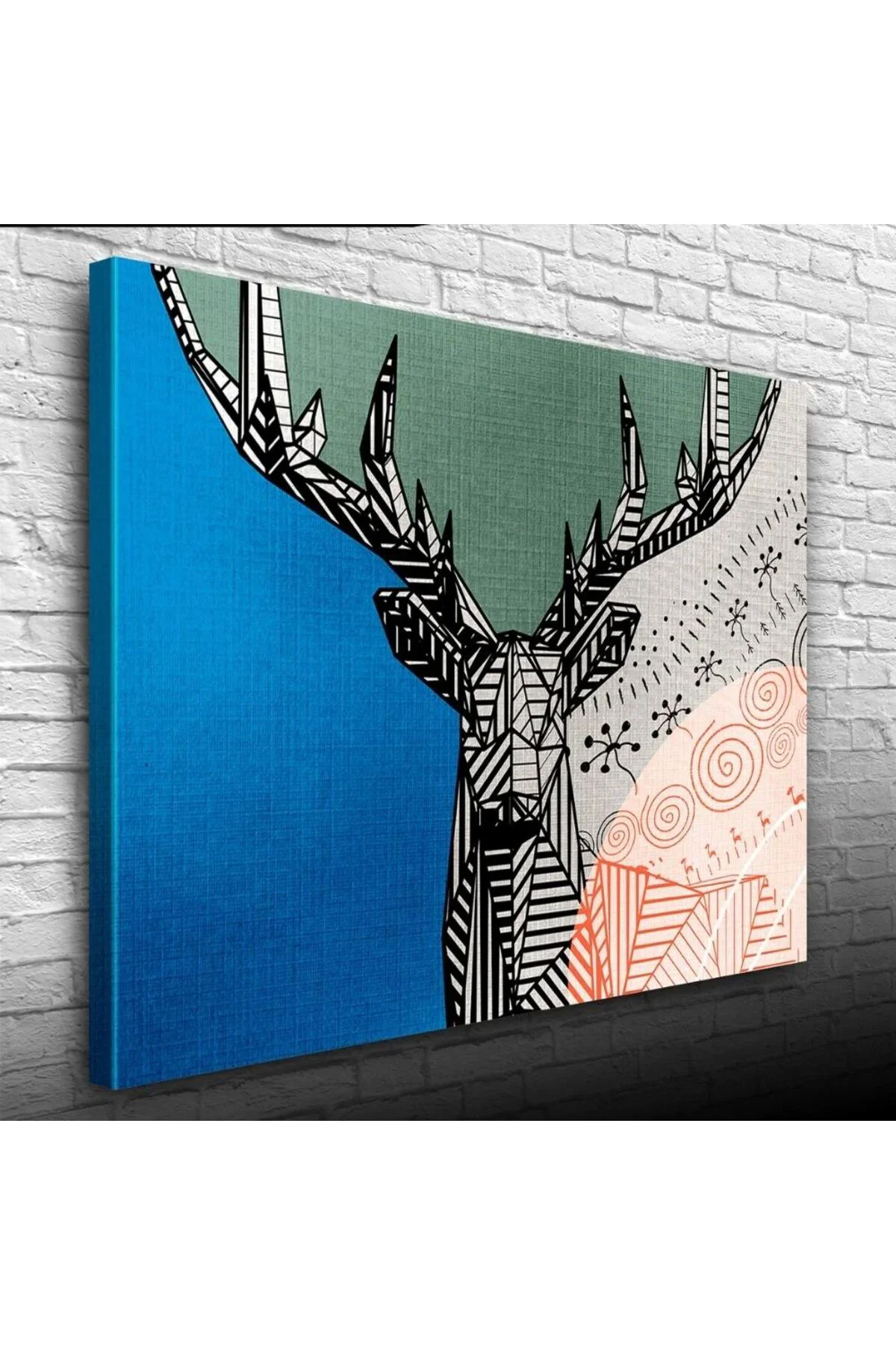 Dijital Efektli Geyik Dekoratif Kanvas Tablo 50 x 70