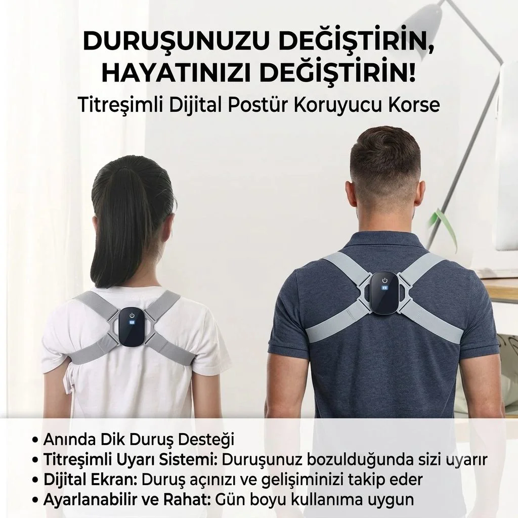 Dijital Ekran Titreşimli Dik Durma Korsesi - Doğru Duruş Desteği Fiyatı, Yorumları ve Özellikleri