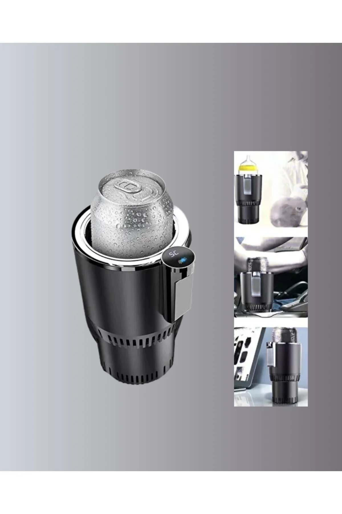 Dijital Ekranlı Akıllı Bardaklık Araç İçi Termal Isıtıcı Soğutucu