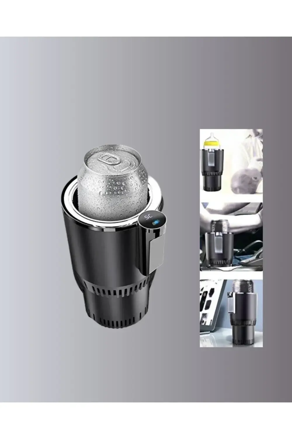 Dijital Ekranlı Akıllı Bardaklık Araç İçi Termal Isıtıcı Soğutucu