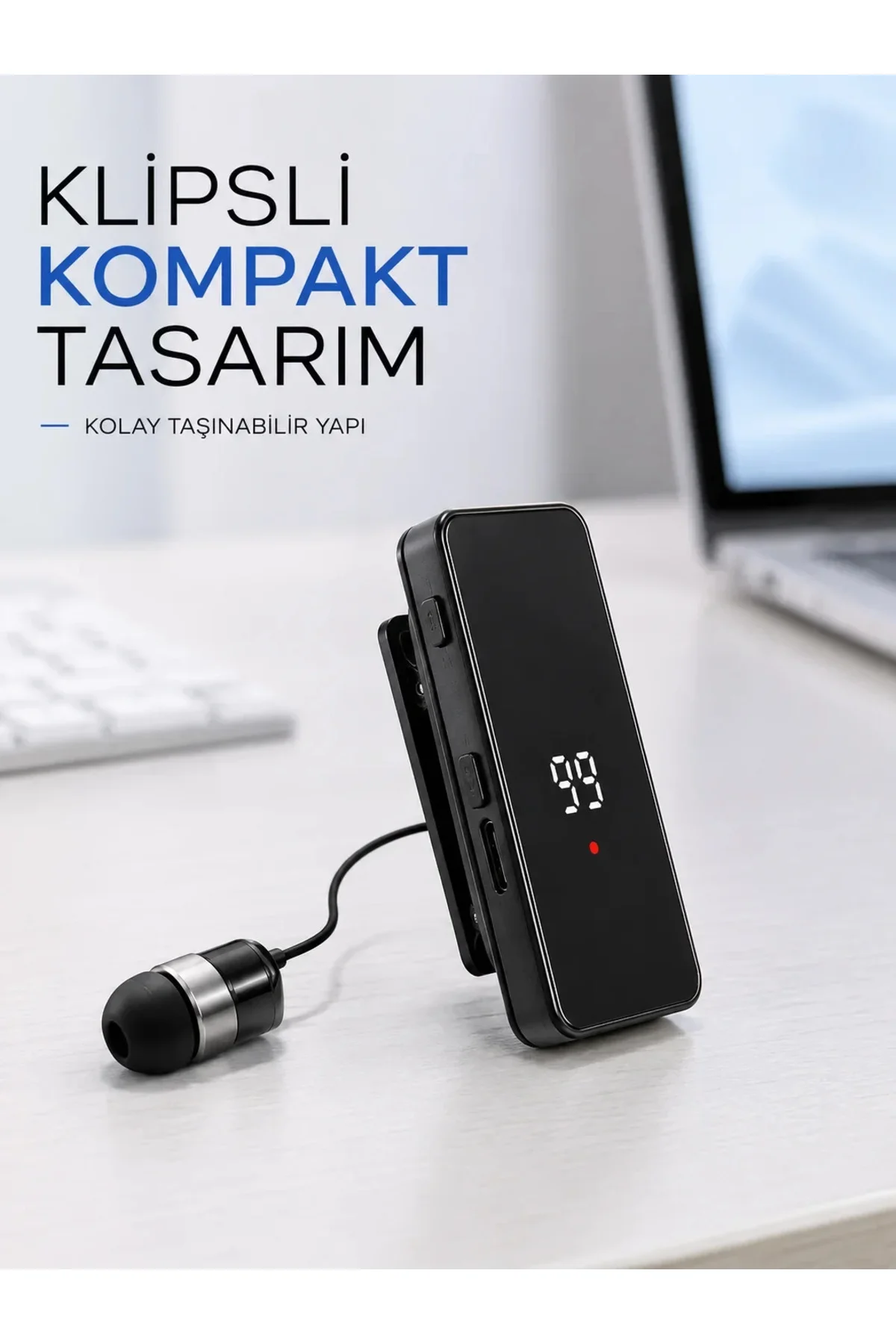 Dijital Ekranlı Bluetooth Kulaklık Tek Kulaklıklı Klipsli Kompakt Tasarım Dijital Ekranlı Bluetooth Kulaklık Tek Kulaklıklı Klipsli Kompakt Tasarım