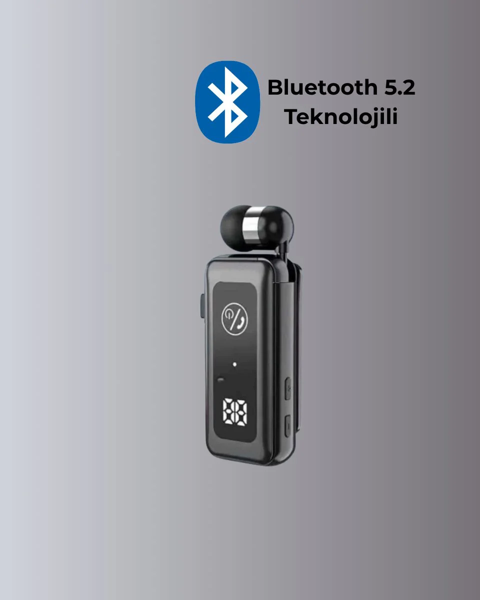 Dijital Ekranlı Hızlı Şarjlı Bluetooth 5.2 Makaralı Kulaklık - 20 Saat Pil Ömrü ve Gürültü Engelleme